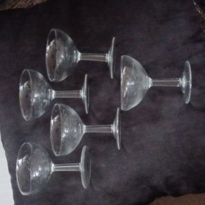 4/$40 Leaf Engraved Glass Dessert/Drink Goblets - Set of 5